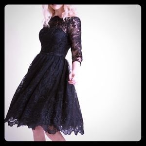 Size 2 Chi Chi London black knee length lace dress